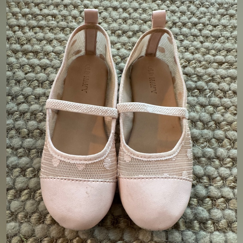 Old Navy Light Pink Mesh Mary Jane Polka Dot Ballet Flats with Strap